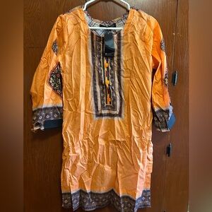 Women’s Orange Embroidered Kurta